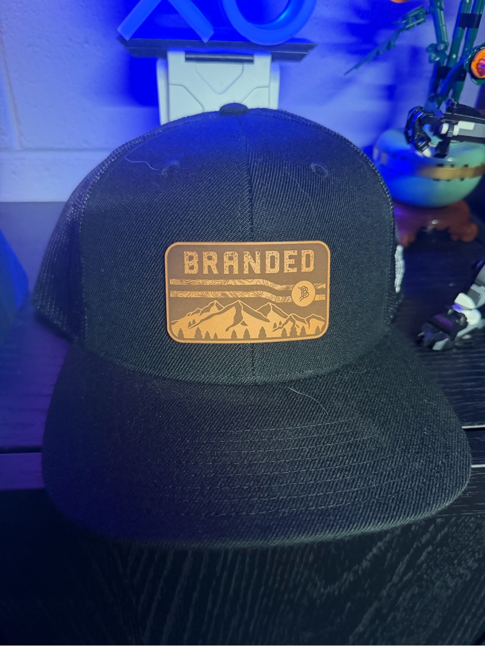 Branded Bills Leather Patch Trucker Hat